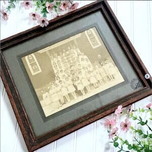 Antique Holy Communion Class Photograph Matted Framed Ocean City NJ Faded